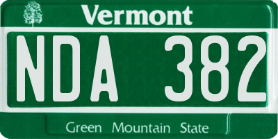 VT license plate NDA382
