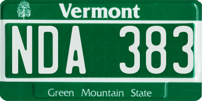 VT license plate NDA383