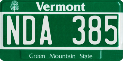 VT license plate NDA385