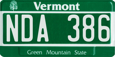 VT license plate NDA386