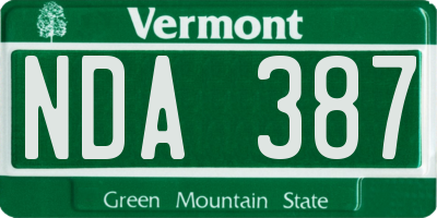 VT license plate NDA387