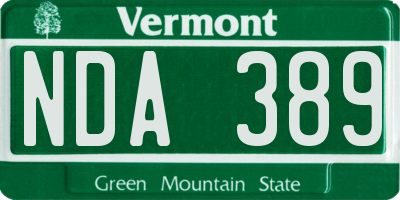 VT license plate NDA389