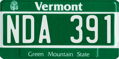 VT license plate NDA391