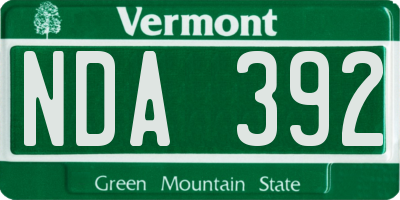 VT license plate NDA392