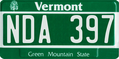 VT license plate NDA397