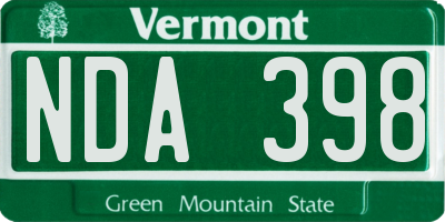 VT license plate NDA398