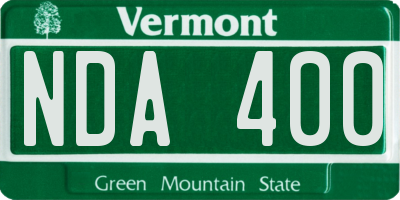 VT license plate NDA400