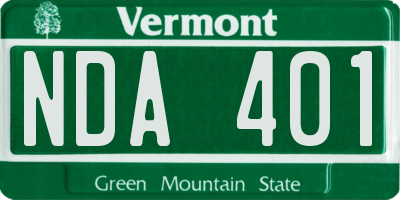 VT license plate NDA401