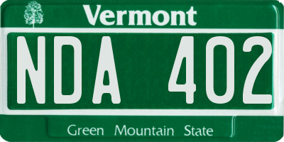 VT license plate NDA402