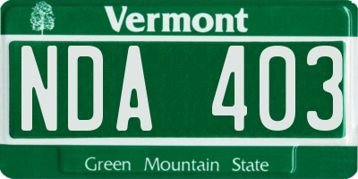 VT license plate NDA403