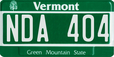 VT license plate NDA404