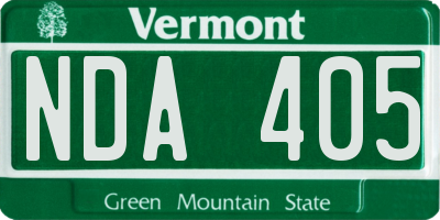 VT license plate NDA405
