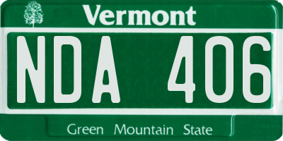 VT license plate NDA406
