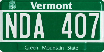 VT license plate NDA407