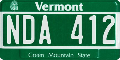 VT license plate NDA412