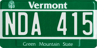 VT license plate NDA415