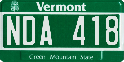 VT license plate NDA418
