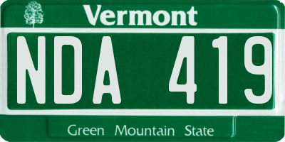 VT license plate NDA419
