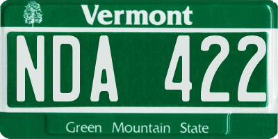 VT license plate NDA422