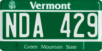 VT license plate NDA429