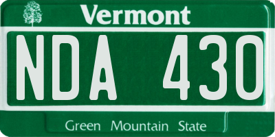 VT license plate NDA430