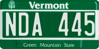 VT license plate NDA445