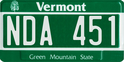 VT license plate NDA451