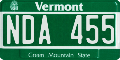 VT license plate NDA455