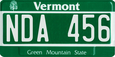 VT license plate NDA456
