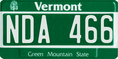 VT license plate NDA466