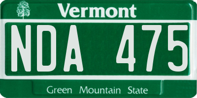 VT license plate NDA475