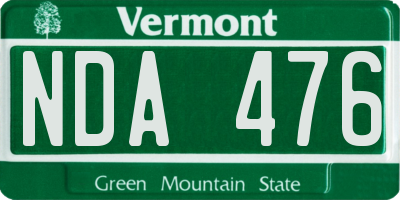 VT license plate NDA476