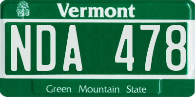 VT license plate NDA478