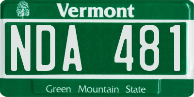 VT license plate NDA481