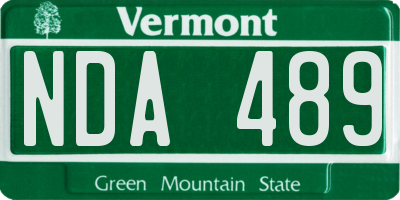 VT license plate NDA489