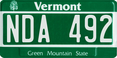 VT license plate NDA492