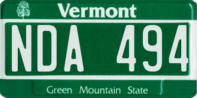 VT license plate NDA494