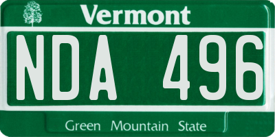 VT license plate NDA496
