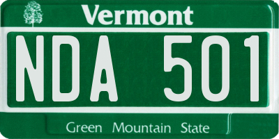 VT license plate NDA501