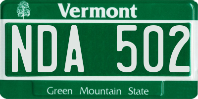 VT license plate NDA502