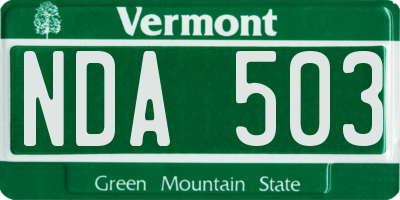 VT license plate NDA503