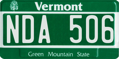 VT license plate NDA506