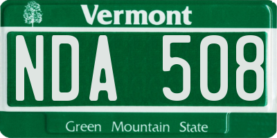 VT license plate NDA508