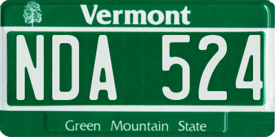 VT license plate NDA524