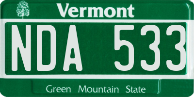 VT license plate NDA533