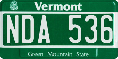VT license plate NDA536