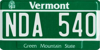 VT license plate NDA540