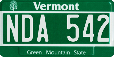 VT license plate NDA542
