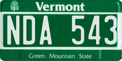 VT license plate NDA543