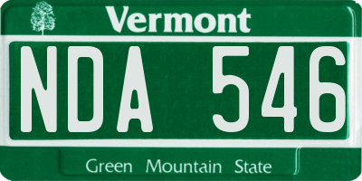 VT license plate NDA546